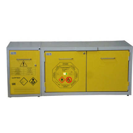 Armoire sous hotte pour produits inflammables + chimiques acides et basiques de 1500 mm de large - KEMFIRE 1500/50 TYPE E